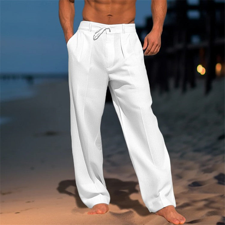 Men's Drawstring Pleated Trousers