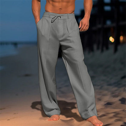 Men's Drawstring Pleated Trousers