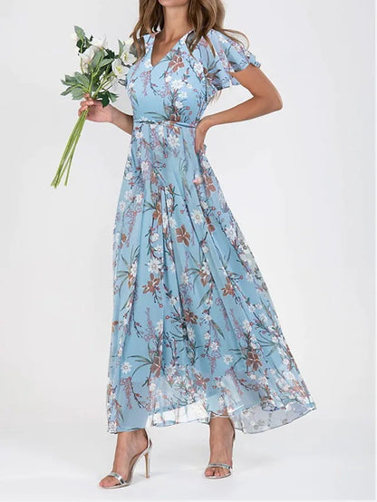 Women's Floral Wedding Guest Summer Maxi Dress