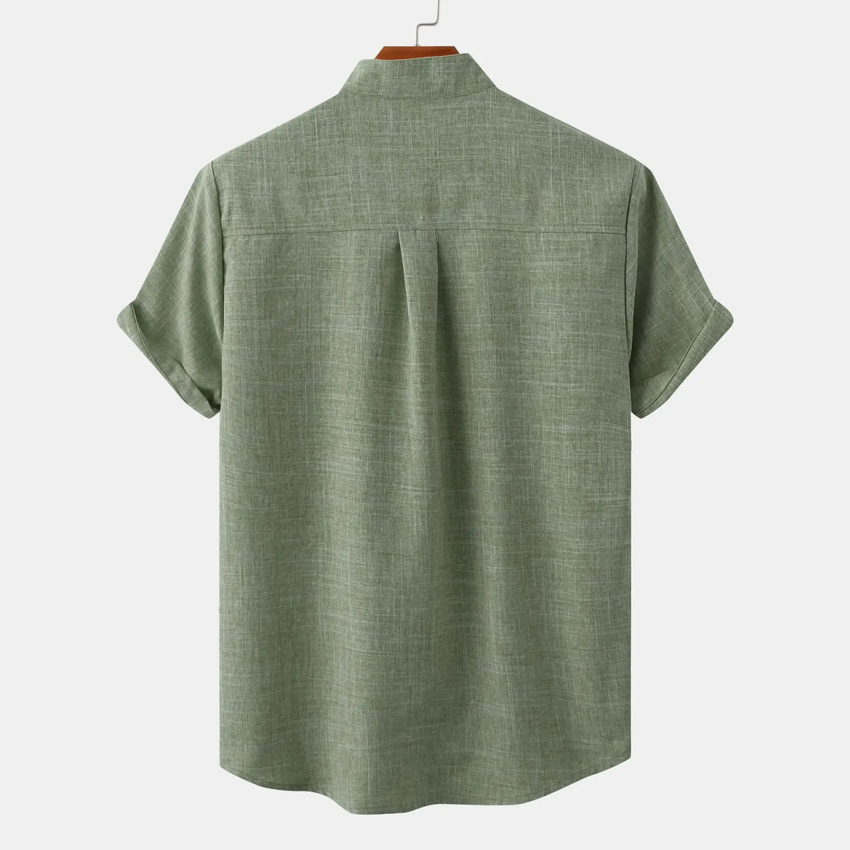 Men’s Relaxed Linen Band Collar Shirt