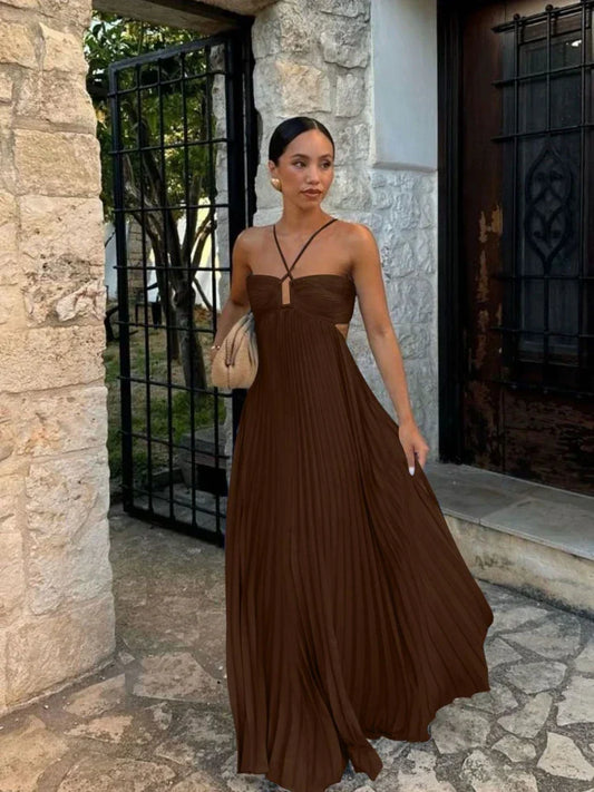 Maxi Dress | Womens Pleated and Strappy