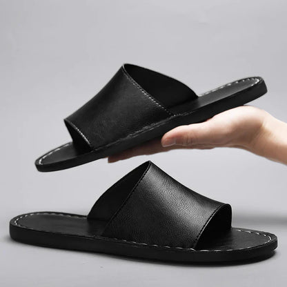 Men’s Leather Open-Toe Slide Sandals