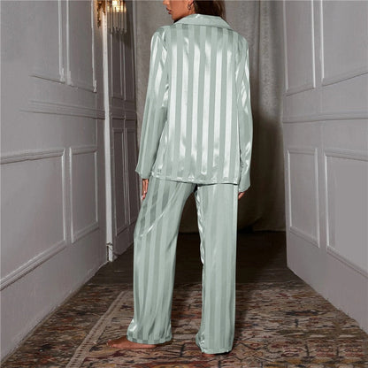 Pajama Set | Classic Stripe Top and Wide Leg Bottoms