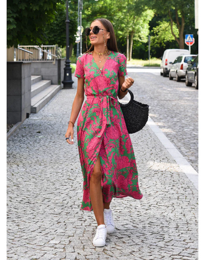 Women's Floral Elegant Floral Midi Dress