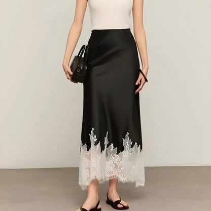 Lace Satin Skirt
