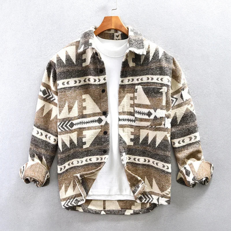 Patterned Overshirt | Relaxed Fit Button Front