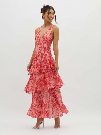Maxi Dress Women's Tiered Floral