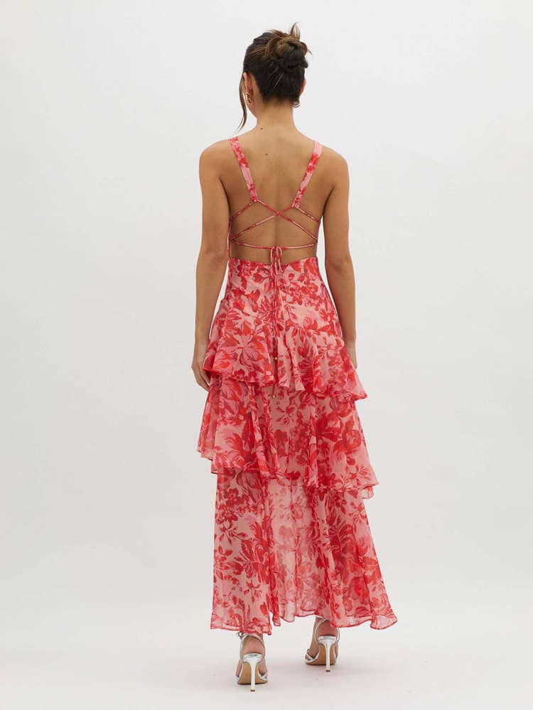 Maxi Dress Women's Tiered Floral