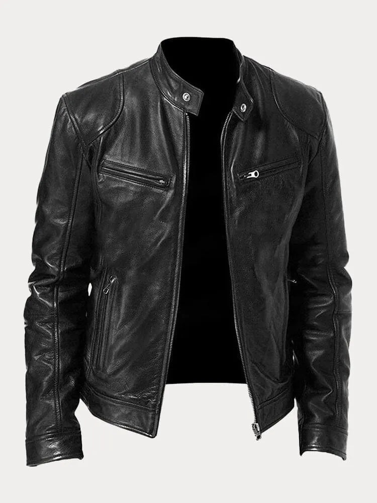 Biker Jacket | Classic Zip Front with Stand Collar