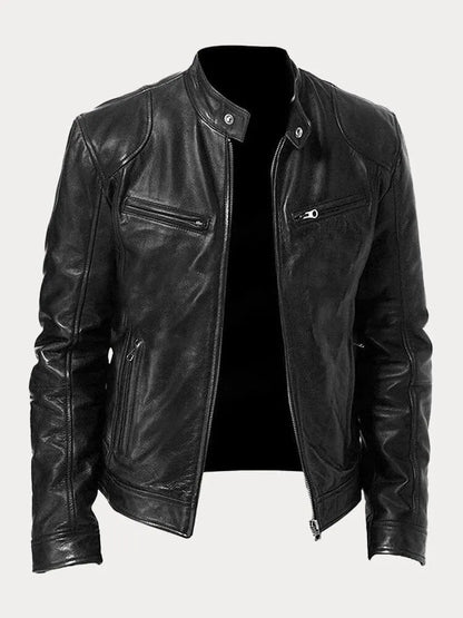 Biker Jacket | Classic Zip Front with Stand Collar