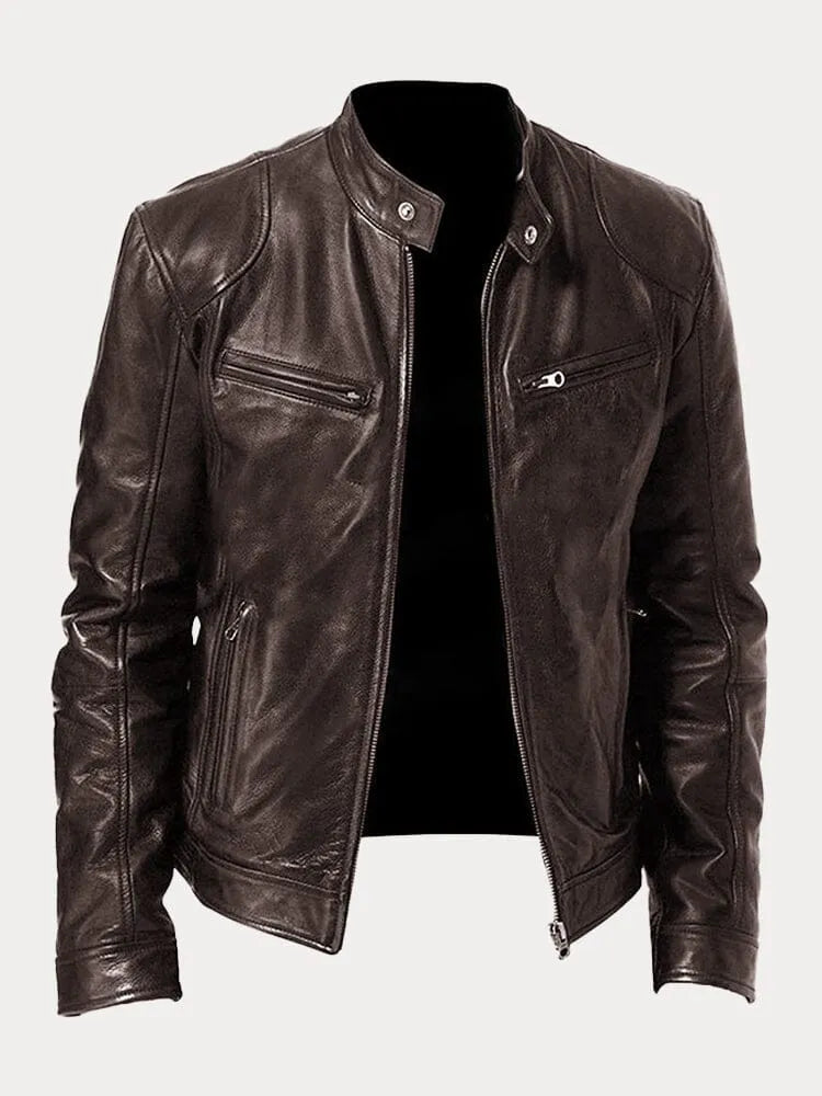 Biker Jacket | Classic Zip Front with Stand Collar