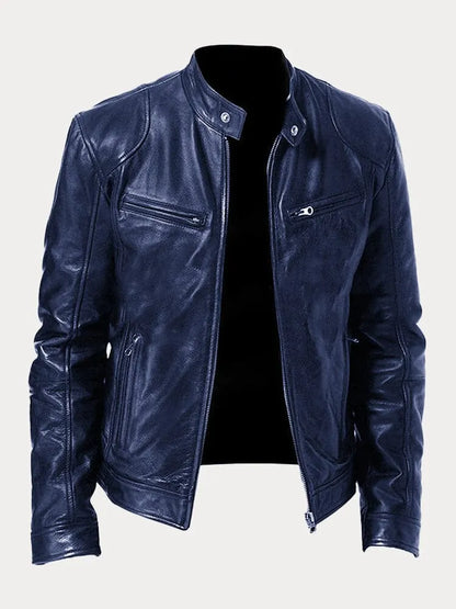 Biker Jacket | Classic Zip Front with Stand Collar