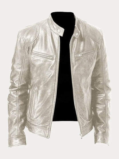 Biker Jacket | Classic Zip Front with Stand Collar