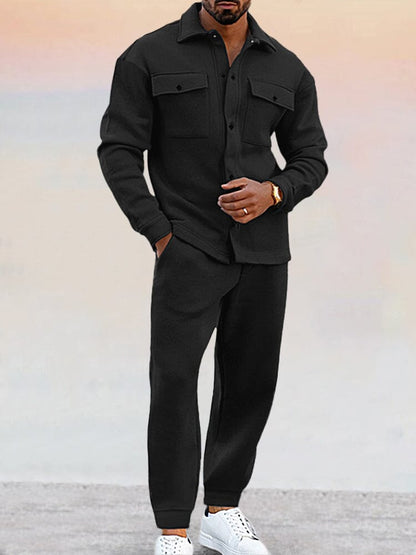 Tracksuit Set | Long Sleeve Shirt with Relaxed Fit Trousers