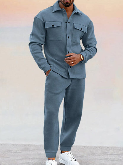 Tracksuit Set | Long Sleeve Shirt with Relaxed Fit Trousers