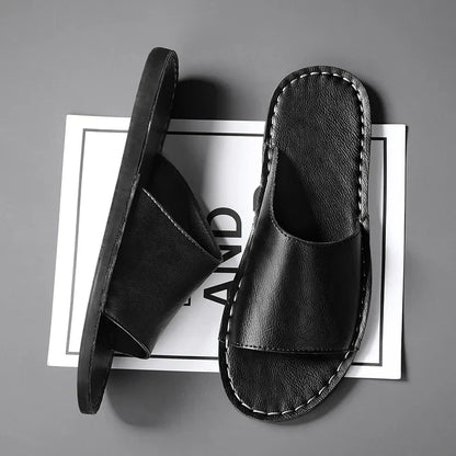 Men’s Leather Open-Toe Slide Sandals