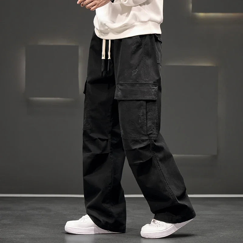 Men’s Casual Wide Leg Cargo Trousers