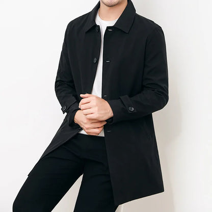 Trench Coat | Mid Length Button Front with Smart Fit