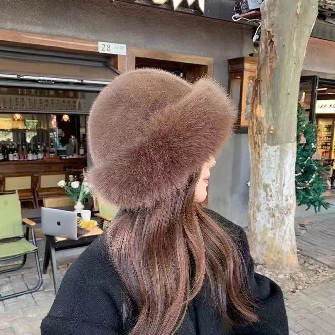 Faux Fur Hat | Wide Brim Winter Style