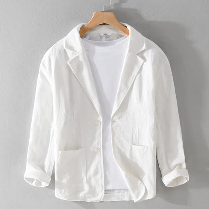 Men’s Single-Breasted Patch Pocket Linen Blazer