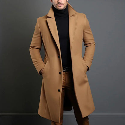 Long Trench Coat | Single Breasted with Structured Lapels
