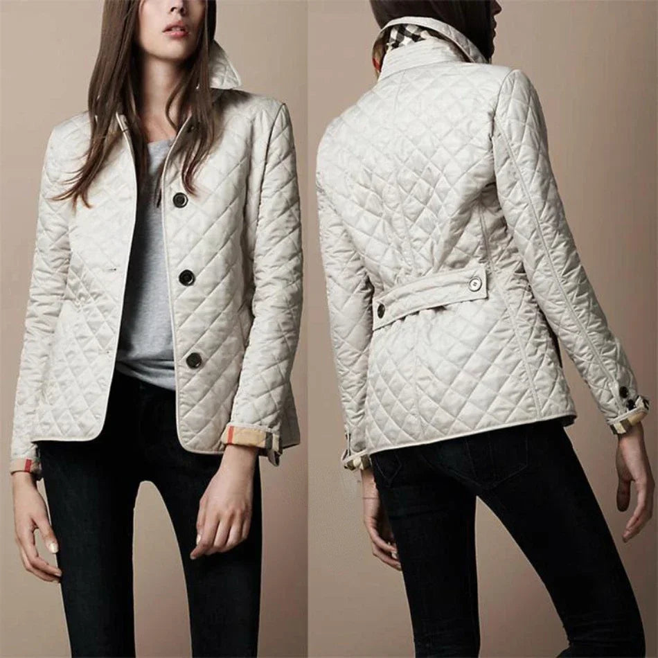 Women's Diamond Button Front Quilted Jacket
