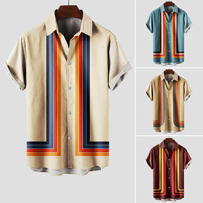 "The Cabana" Men's Retro Stripe Shirt