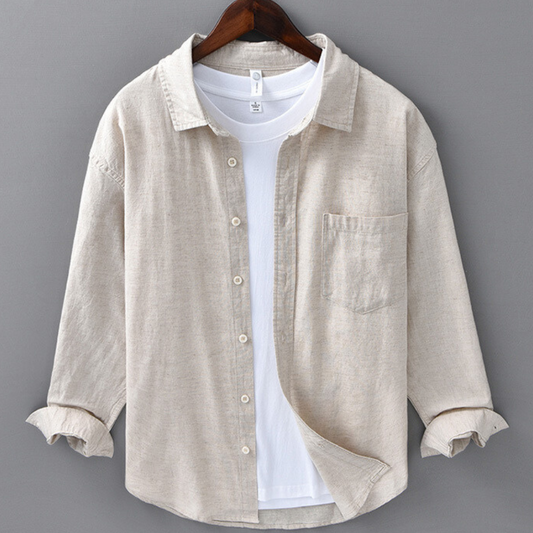 Men’s Long Sleeve Linen Pocket Shirt
