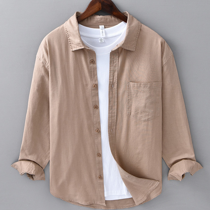 Men’s Long Sleeve Linen Pocket Shirt