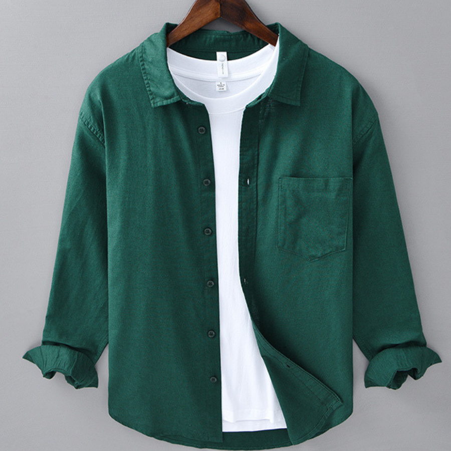 Men’s Long Sleeve Linen Pocket Shirt