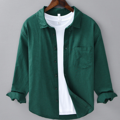 Men’s Long Sleeve Linen Pocket Shirt