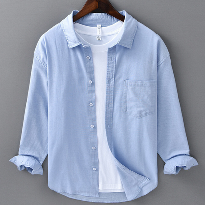 Men’s Long Sleeve Linen Pocket Shirt