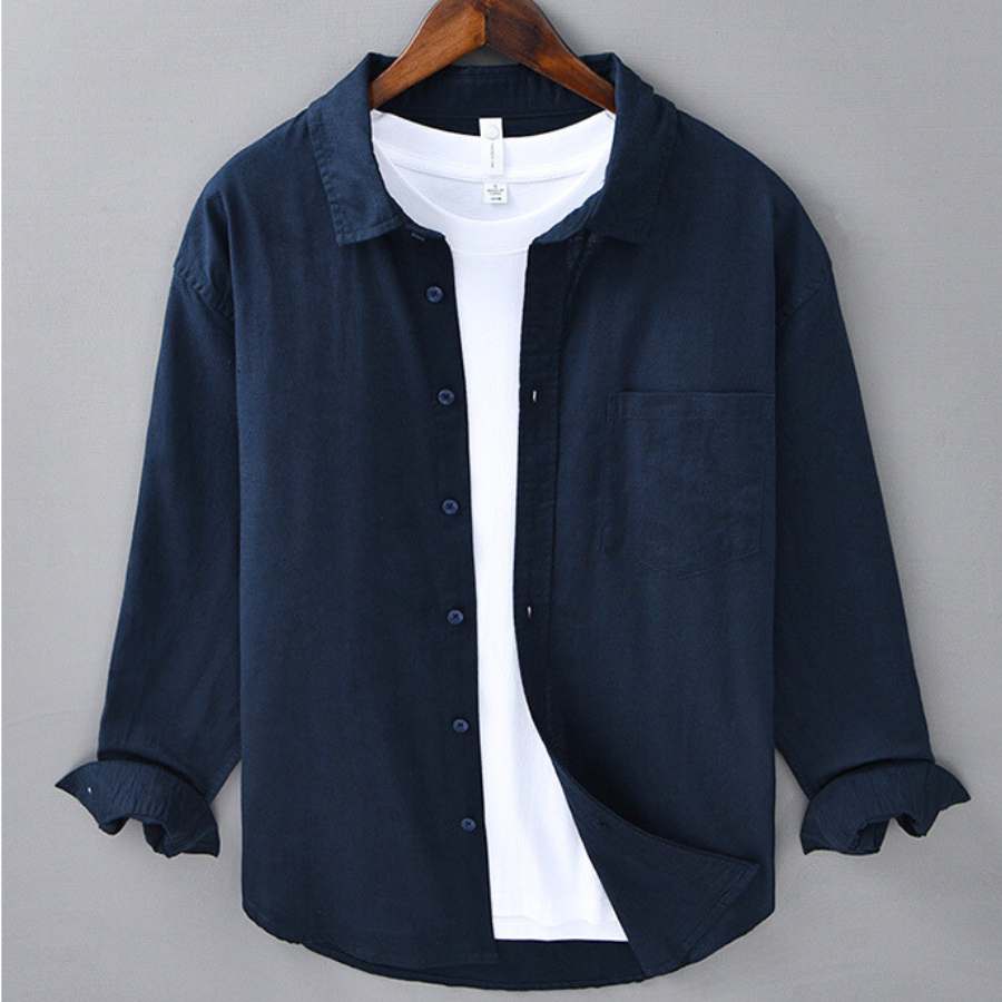 Men’s Long Sleeve Linen Pocket Shirt
