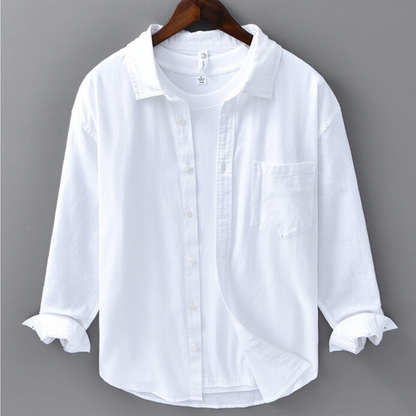 Men’s Long Sleeve Linen Pocket Shirt