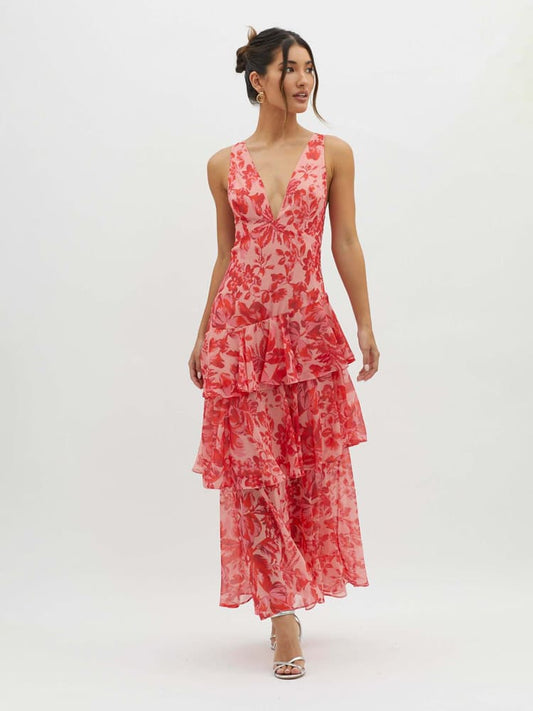 Maxi Dress Women's Tiered Floral