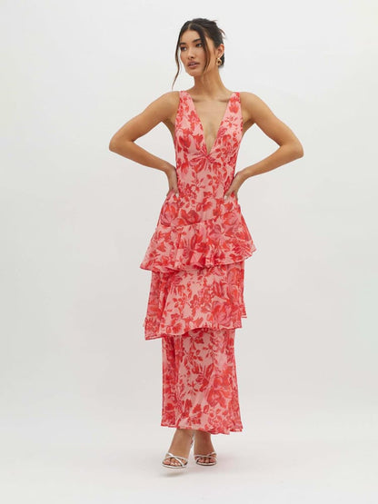 Maxi Dress Women's Tiered Floral