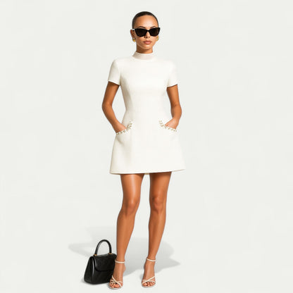 Women’s Pearl Trim Mini Dress