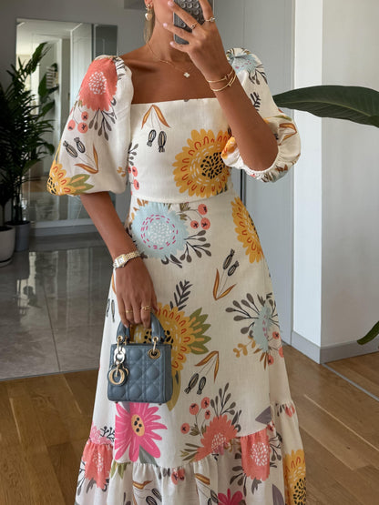 Women’s Square Neck Floral Maxi Dress