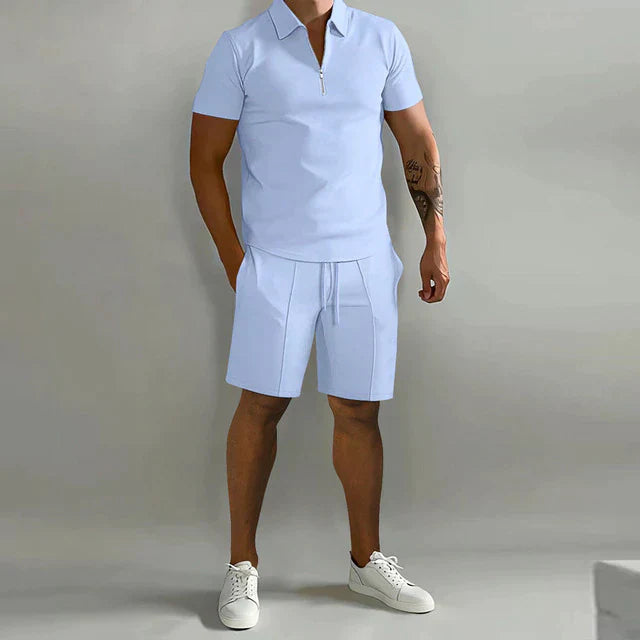 Men's Polo and Shorts Two-Piece Set