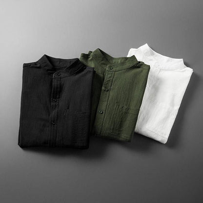Men’s Casual Rolled Linen Sleeve Shirt