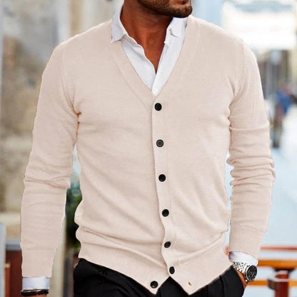 V Neck Button Cardigan | Slim Fit Knitwear