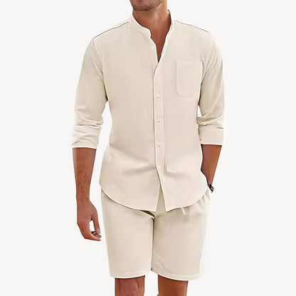 Men's Long Sleeve Shirt & Shorts Set