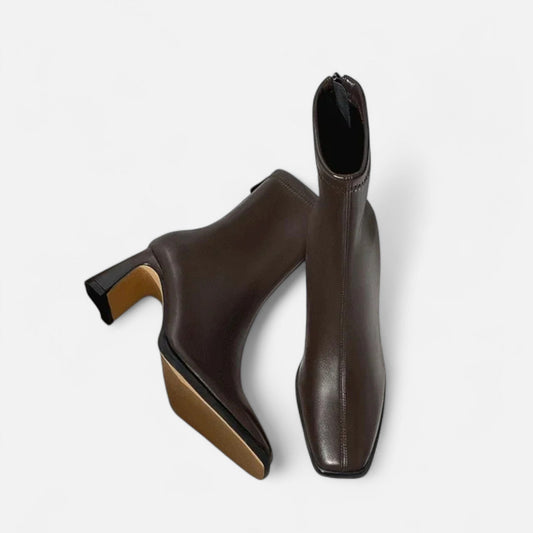 Ankle Boots Winter Women’s | Square Toe Block Heel Warm Lined