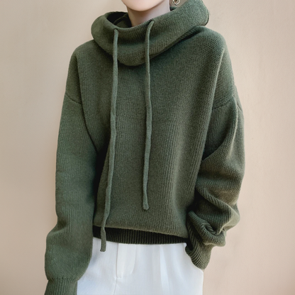 Oversized Hoodie Jumper | High Neck Drawstring Design