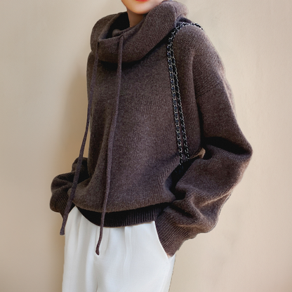 Oversized Hoodie Jumper | High Neck Drawstring Design