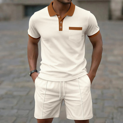 Men’s Waffle Polo Co-Ord Shorts Set
