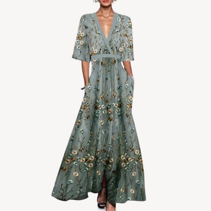 Women's Elegant Maxi Wedding Guest Evening Dress