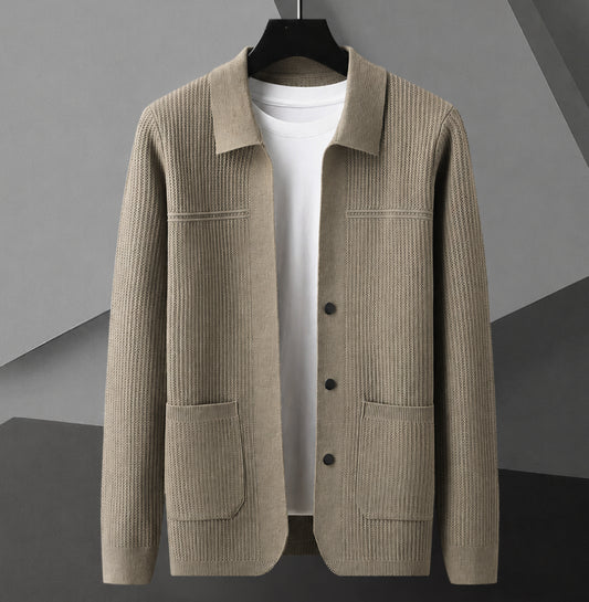 Men's Knit Collared Lightweight Cardigan