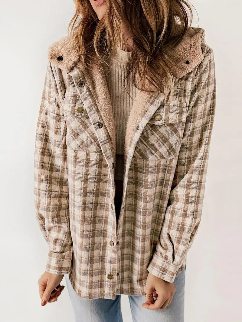 Plaid Shacket | Button Front with Hood