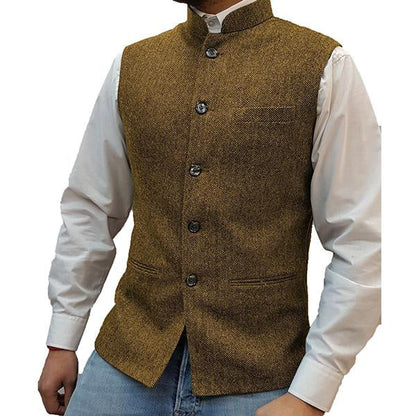 Stand Collar Vest | Button Front Classic Style
